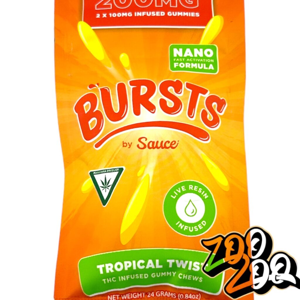 Bursts by Sauce LIVE RESIN 200mg gummies **TROPICAL TWIST** | Zoo Zoo Farms