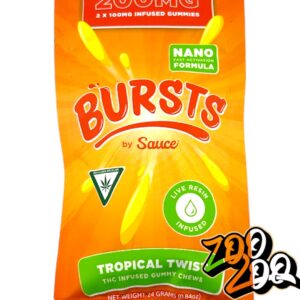 Bursts by Sauce LIVE RESIN 200mg gummies **TROPICAL TWIST**