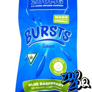Bursts by Sauce LIVE RESIN 200mg gummies **BLUE RASPBERRY**