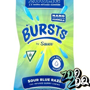 Bursts by Sauce LIVE RESIN 200mg gummies **SOUR BLUE RAZZ**