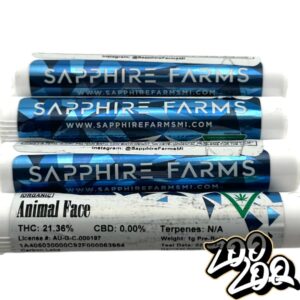 Sapphire Farms 1g ORGANIC Pre-Rolls **ANIMAL FACE**