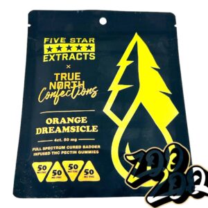 Five Star Extracts x True North Confections INFUSED w full spectrum cured badder 200mg Gummies **ORANGE DREAMSICLE**