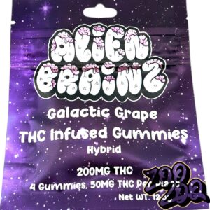 Alien Brainz 200mg Gummies **GALACTIC GRAPE**  (4pc/50mgEach)