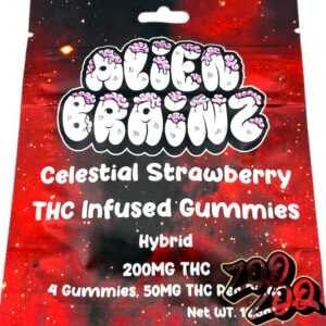 Alien Brainz 200mg Gummies **CELESTIAL STRAWBERRY**  (4pc/50mgEach)
