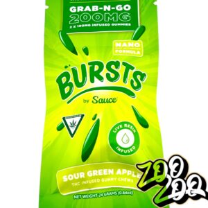 Bursts by Sauce LIVE RESIN 200mg gummies **SOUR GREEN APPLE**