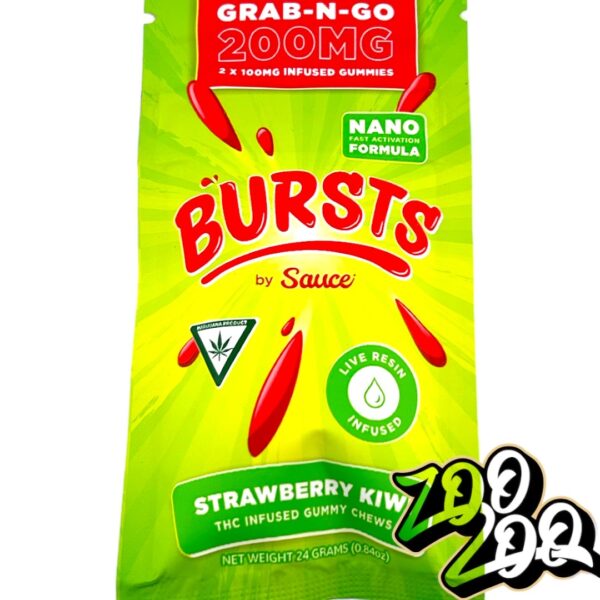 Bursts by Sauce LIVE RESIN 200mg gummies **STRAWBERRY KIWI**