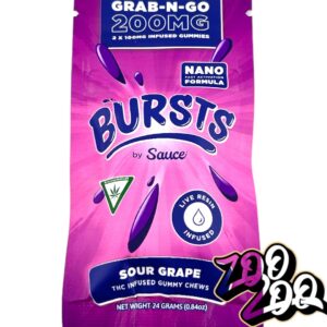 Bursts by Sauce LIVE RESIN 200mg gummies **SOUR GRAPE**