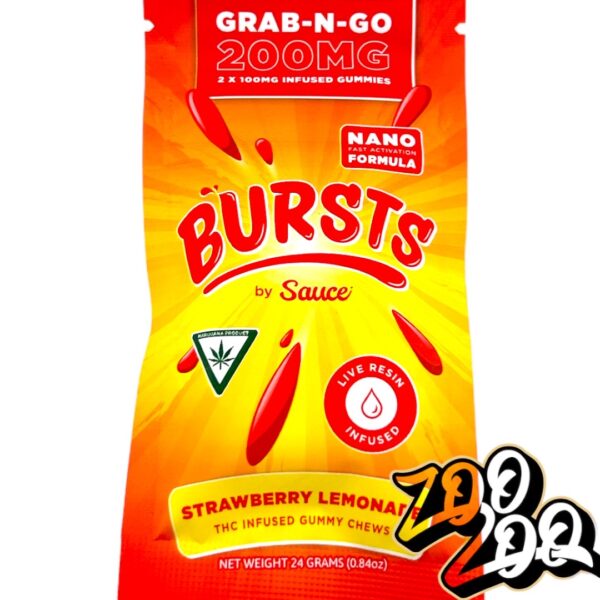 Bursts by Sauce LIVE RESIN 200mg gummies **STRAWBERRY LEMONADE** (high potency gummies)