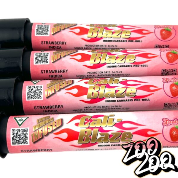 Cali Blaze 1.2g Pre-Rolls Infused w/ Liquid Diamonds **STRAWBERRY** (S) 39.89%