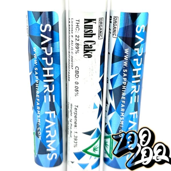 Sapphire Farms 1g ORGANIC Pre-Rolls **KUSH CAKE**