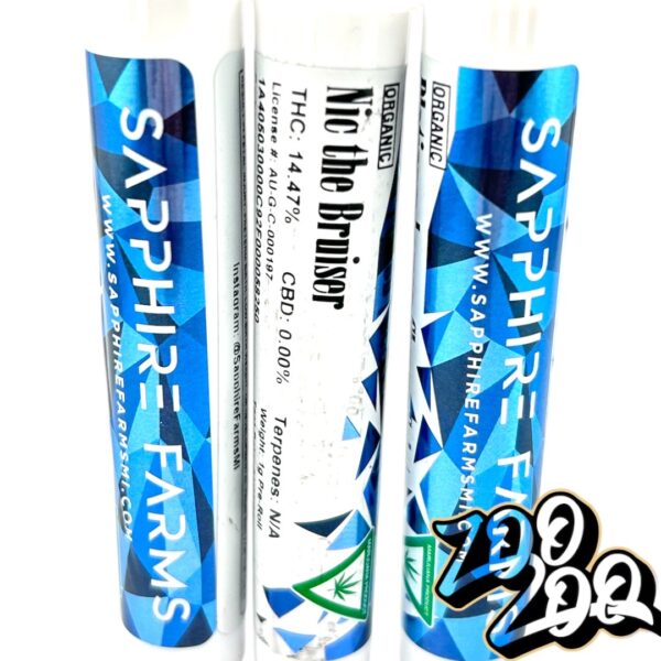 Sapphire Farms 1g ORGANIC Pre-Rolls **NIC THE BRUISER**