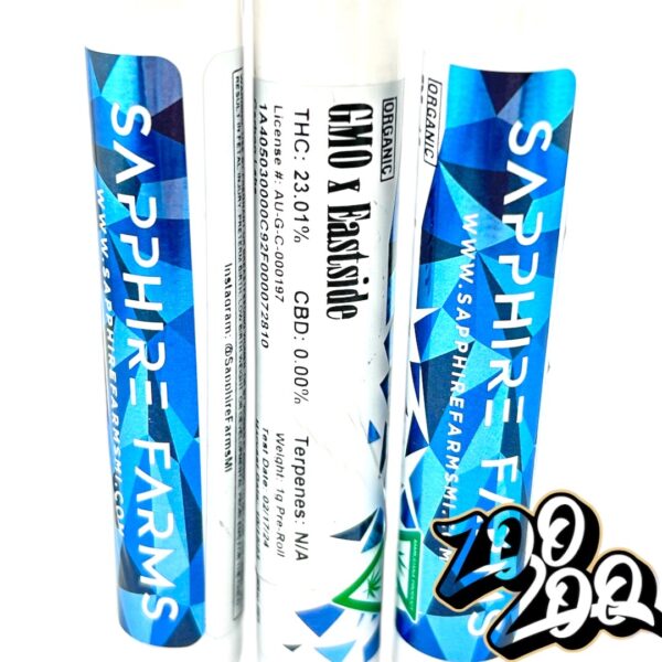 Sapphire Farms 1g ORGANIC Pre-Rolls **GMO x EAST SIDE**