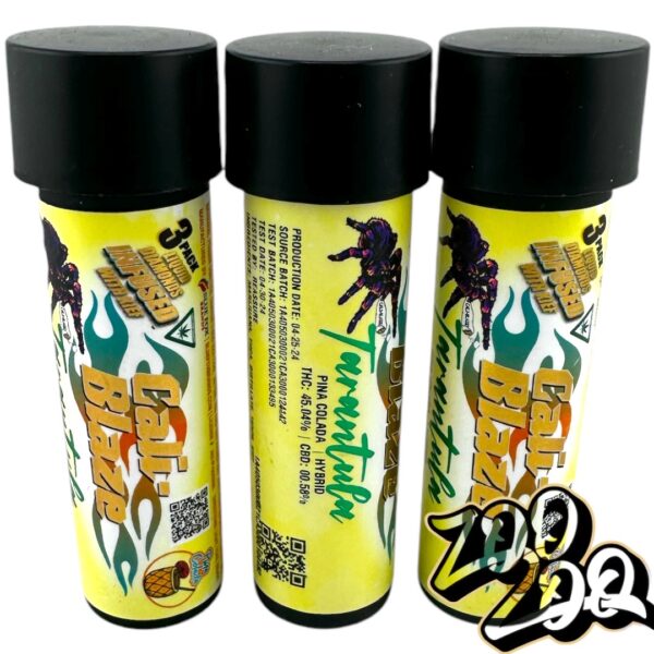 Cali Blaze Tarantula 3Pack Pre-Rolls 2/$50 infused w Liquid Diamonds & Kief **PINA COLADA** (H) 45.05%