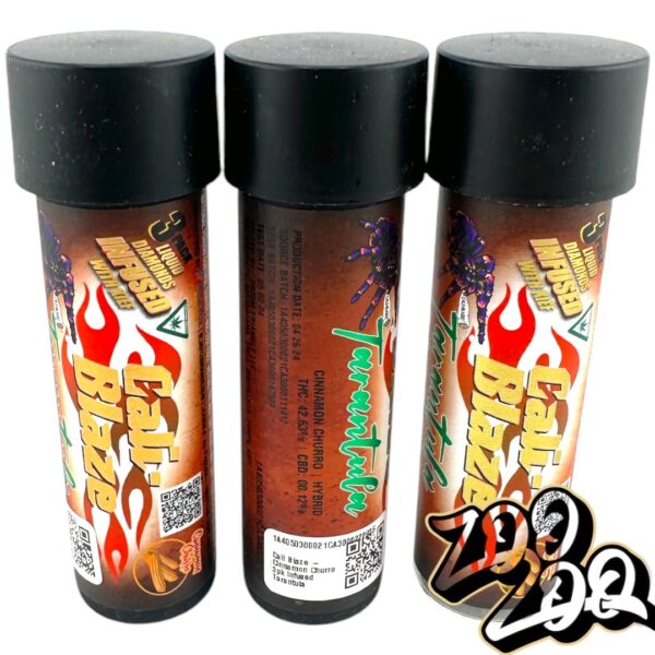 Cali Blaze Tarantula 3Pack Pre-Rolls 2/$50 infused w Liquid Diamonds & Kief **CINNAMON CHURRO** (H) 42.63%