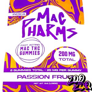 Mac Pharms 200mg Gummies **PASSION FRUIT** (indica)