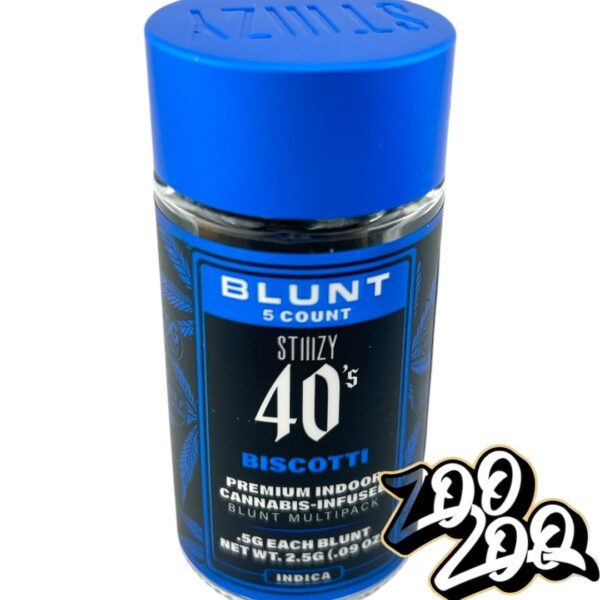 Stiiizy 40’s 5 Pack Pre-Rolled Blunts **BISCOTTI** Indica 46.74% (2/$40)