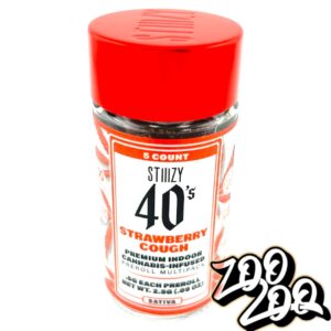 Stiiizy 40’s (5pk/2.5g Total) Pre-Rolls Infused w/ Live Resin & Keif **STRAWBERRY COUGH** (s)