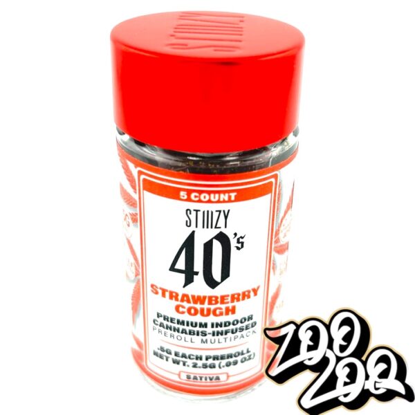 Stiiizy 40’s (5pk/2.5g Total) Pre-Rolls Infused w/ Live Resin & Keif **STRAWBERRY COUGH** (s) (2/$40)