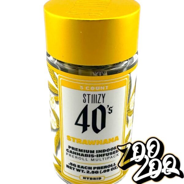 Stiiizy 40’s (5pk/2.5g Total) Pre-Rolls Infused w/ Live Resin & Keif **STRAWNANA**(H) (2/$40)